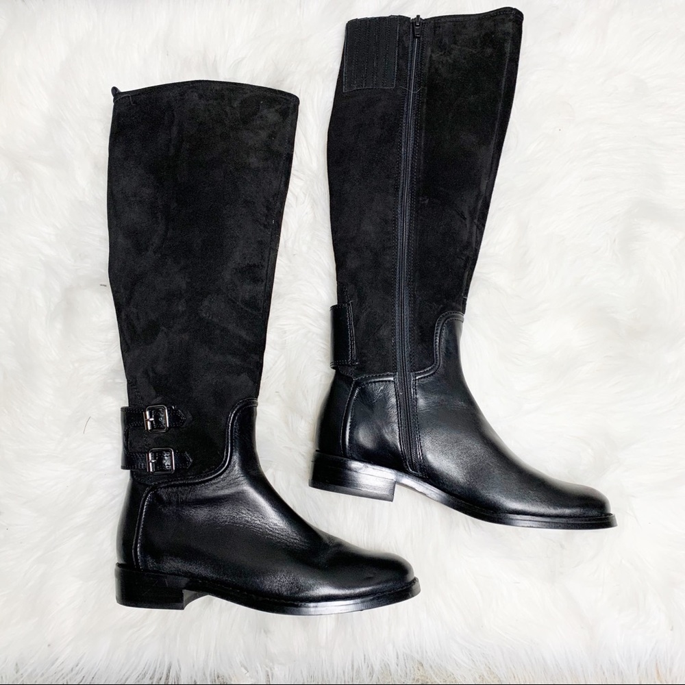 Vaneli black suede tall riding boots size 6
